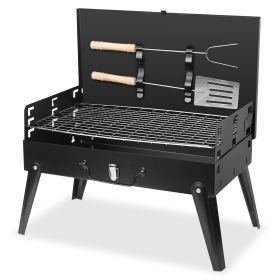 Portable Charcoal Grill Foldable BBQ Suitcase Grill Shelf For Outdoor Camping Picnics