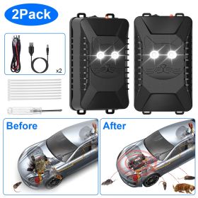 Under Hood Ultrasonic Rodent Repellent Mouse Wildcat Control Portable Rodent Chaser with 3 Power Supplies (2 Pack)