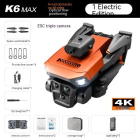 K6 MAX UAV Three-camera HD Aerial Photography Obstacle Avoidance (Option: Orange 1 Battery Version)