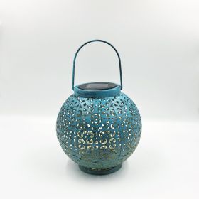 Solar Wrought Iron Hollow Lantern European Style (Color: Blue)