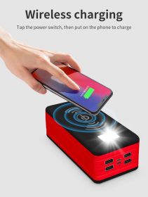 Large Capacity Solar Wireless Power Bank (Option: Black Orange-40000 MA Wireless Charger)