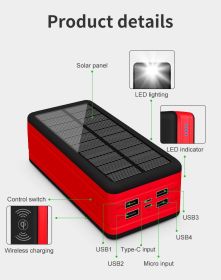 Large Capacity Solar Wireless Power Bank (Option: Black Yellow-40000 MA Wireless Charger)