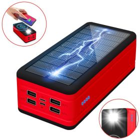 Large Capacity Solar Wireless Power Bank (Option: Black Red-50000 MA Wireless Charger)