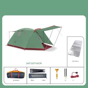 3Person Outdoor Camping Space Folding And Thickening Tent Rain And Sun Proof Outdoor (Option: Green-Add moistureproof pad)