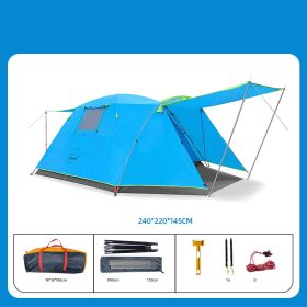 3Person Outdoor Camping Space Folding And Thickening Tent Rain And Sun Proof Outdoor (Option: Blue-Tent)