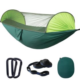 Camping Outdoor Automatic Open Hammock Mosquito Net (Color: Green)