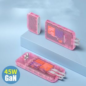 Charge Bank Transparent Magnetic Suction Separation Type 45W Quick Charge Comes With Wire Plug (Option: Pink 45W)