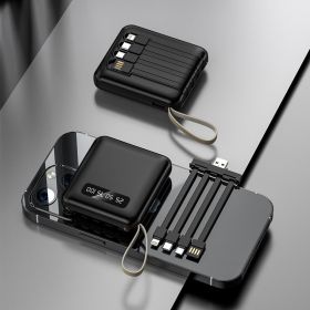 Compact And Portable With Built-in Cable Power Bank (Option: Black-6000mA)