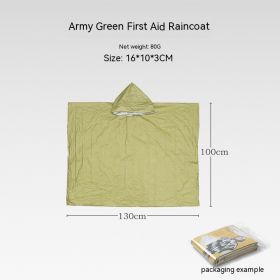 Portable Outdoor Disaster Relief Tent Camping Temporary Simple Sleeping Bag Warm Emergency Blanket (Option: Raincoat Army Green-Single)