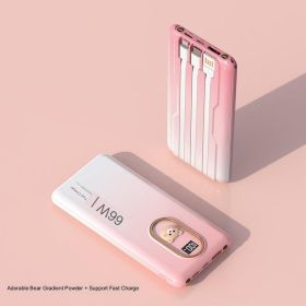 66W Comes With 3 Wires Super Fast Charge 20000mAh Power Bank Large Capacity Mobile Power (Option: Bear gradient pink-40000mAh)