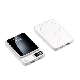 Fast Charge Ultra-thin And Convenient Wireless Magnetic Suction Charging Bank (Option: White-10000Mah)