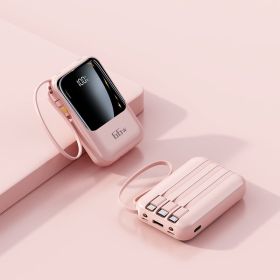 Large Capacity 20000MA Mini Comes With Four-wire Power Bank PD66w Super Fast Charge Mobile Power Supply (Option: Pink-5000 MA)