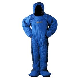 Blue Gray Color Patchwork Humanoid Sleeping Bag Human Body Can Walk Camping (Option: Blue-XL)