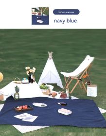 Picnic Mat  With Picnic New Fashion Leather Handle (Option: Navy Blue-150x200cm)