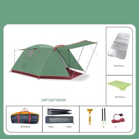 3Person Outdoor Camping Space Folding And Thickening Tent Rain And Sun Proof Outdoor (Option: Green-Picnic mat moistureproof mat)