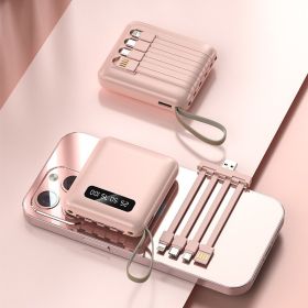 Compact And Portable With Built-in Cable Power Bank (Option: Pink-3000mA)