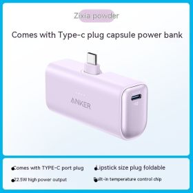 Capsule Power Bank Small Portable Mobile Power Pack C Plug (Option: Pink-5000 MA)