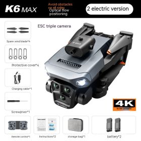 K6 MAX UAV Three-camera HD Aerial Photography Obstacle Avoidance (Option: Gray 2 Battery Version)