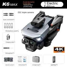 K6 MAX UAV Three-camera HD Aerial Photography Obstacle Avoidance (Option: Gray 1 Battery Version)