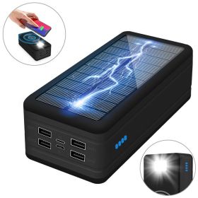 Large Capacity Solar Wireless Power Bank (Option: Black-50000 MA Wireless Charger)