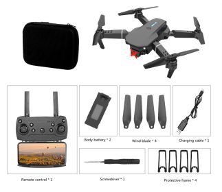 E88 Drone Photography Of High-definition Folding Four Axis (Option: Black-No aerial photography-Dual Battery)