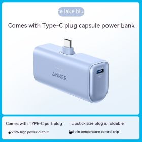 Capsule Power Bank Small Portable Mobile Power Pack C Plug (Option: Blue-5000 MA)