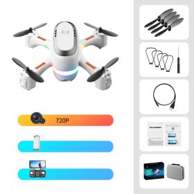 Mini Aerial Photography Gradient LED Remote Control Plane (Option: White-Sanden-720p)