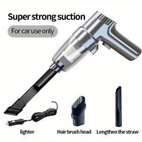 Car Mounted Vacuum Cleaner, Super Strong, High-power, High Suction, Dry And Wet Dual-purpose Sedan, Small, Mini, Handheld, Multifunctional, Portable (Color: Gray)