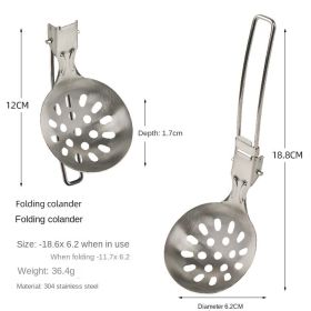 Outdoor folding frying spatula camping portable 304 stainless steel rice spatula barbecue (select: Stainless steel funnel)