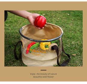 30L Outdoor folding bucket camping  portable barbecue dishwashing bucket telescopic fishing bucket (select: Outdoor folding bucket-Khaki)