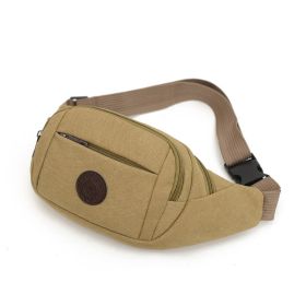 Solid Canvas Crossbody & Waist Bag (Color: Khaki)