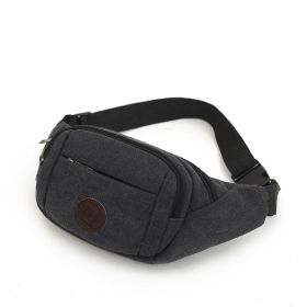 Solid Canvas Crossbody & Waist Bag (Color: Black)