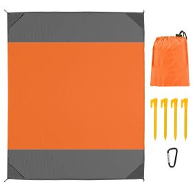 108x96.46in Sand Proof Picnic Blanket Water Resistant Foldable Camping Beach Mat (Color: Orange)