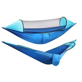 Camping Outdoor Automatic Open Hammock Mosquito Net (Color: Blue)