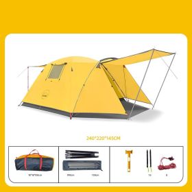 3Person Outdoor Camping Space Folding And Thickening Tent Rain And Sun Proof Outdoor (Option: Yellow-Tent)