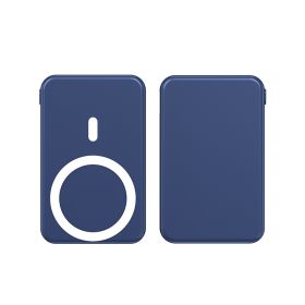 Magnetic Suction Wireless Charging Treasure Large Capacity Folding Bracket Mobile Power Supply (Option: CD50 Navy Blue5000)