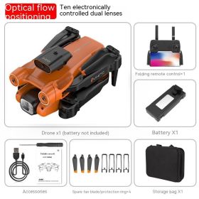 Remote-controlled Unmanned Vehicle Aerial Photography HD Quadcopter Remote Control (Option: P12 orange Optical Flow-Dual Battery Version)