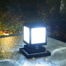 European Style Column Head Lamp Outdoor Villa Courtyard Wall Lamp Solar Wall Lamp (Option: Large with base warm light)