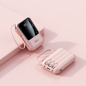 20000MA Large Capacity Mini Comes With Four-wire Power Bank PD66w Super Fast Charge Mobile Power Supply (Option: Pink-10000 MA)