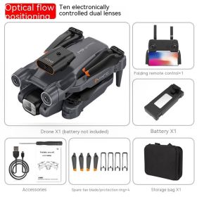 Remote-controlled Unmanned Vehicle Aerial Photography HD Quadcopter Remote Control (Option: P12 Black Optical Flow-Three battery Version)